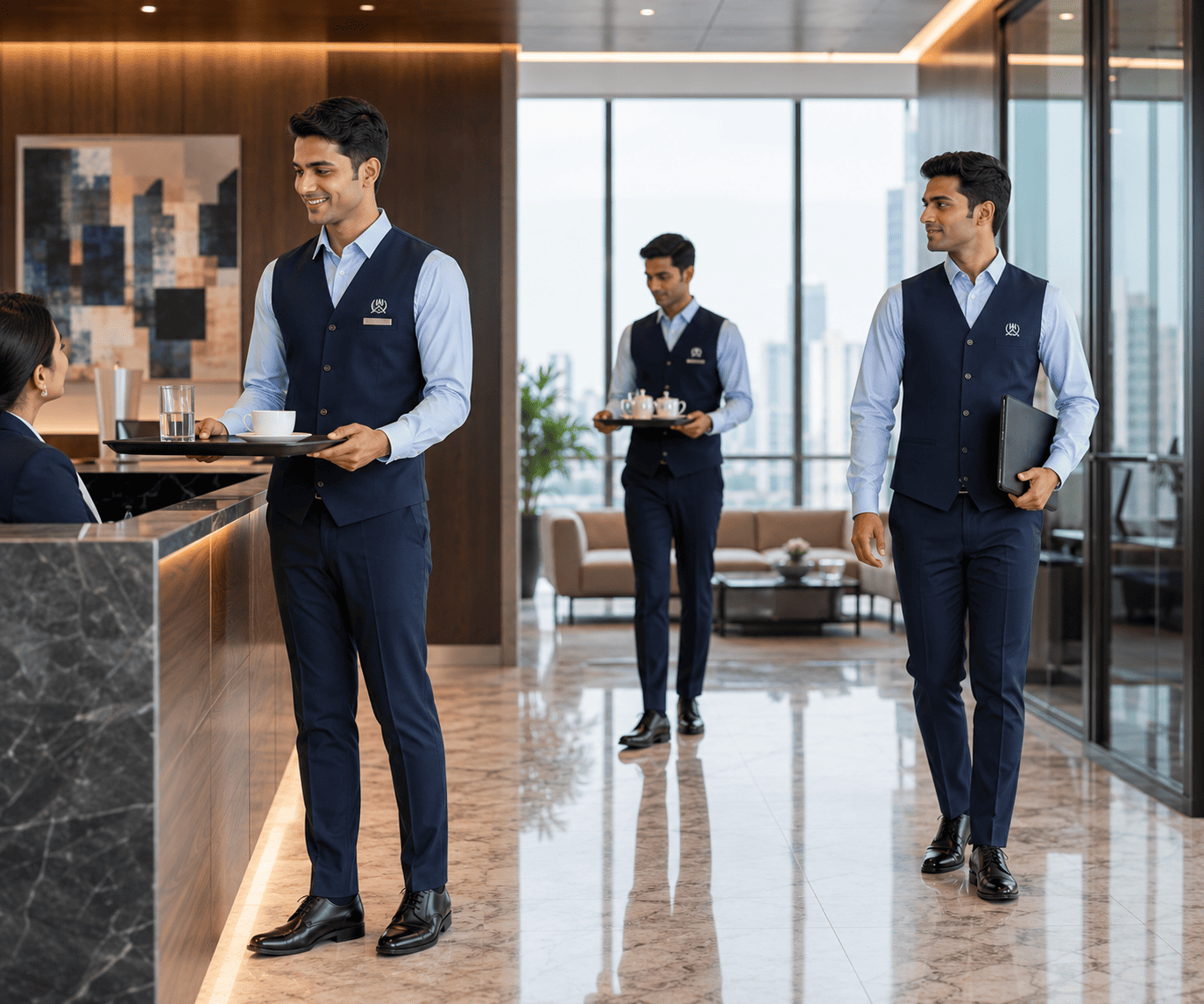 Professional office support staff corporate lobby